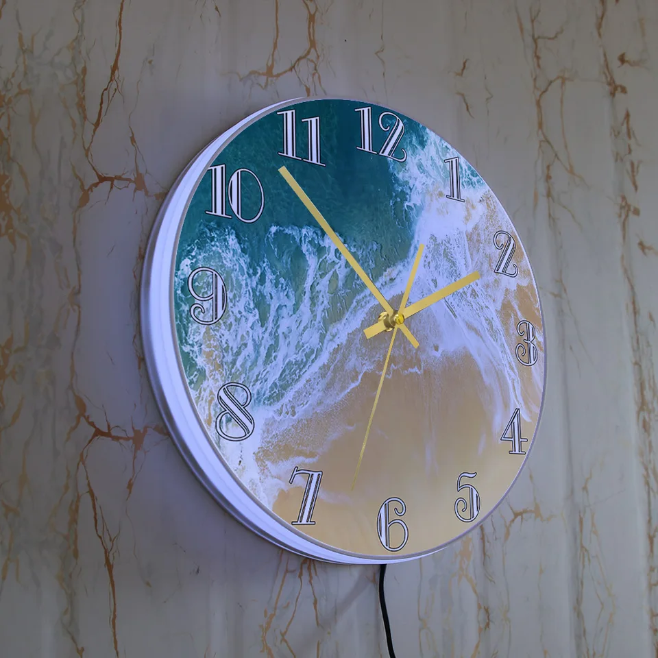 Tropical Ocean With Big Waves Scenery Wall Clock