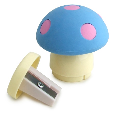 Mushroom pencil sharpener and eraser